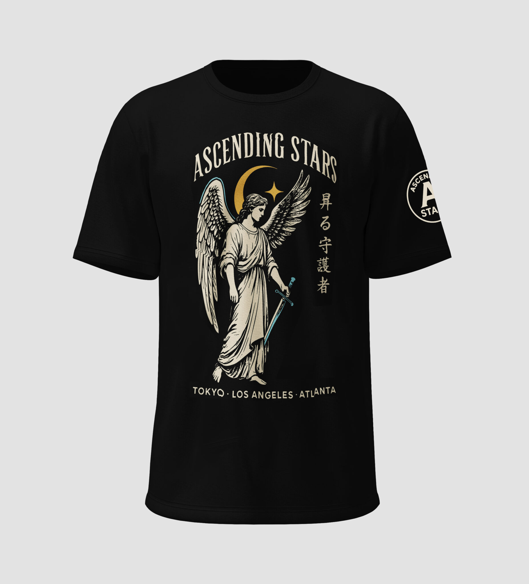 ascending stars guardian angel tee – black