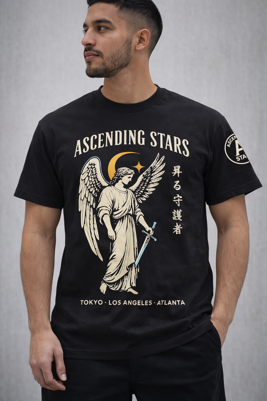 ascending stars guardian angel tee – black ascending stars guardian angel tee – black